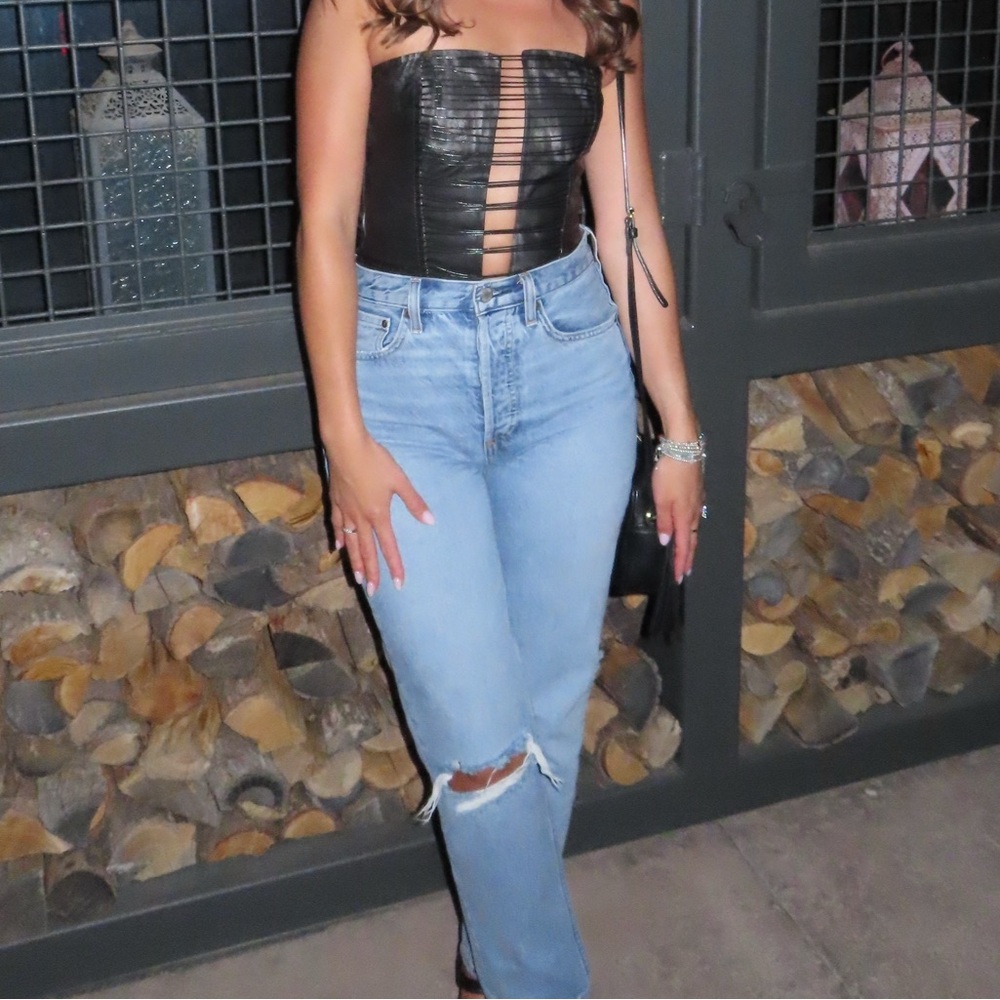 TIC TOC faux leather top